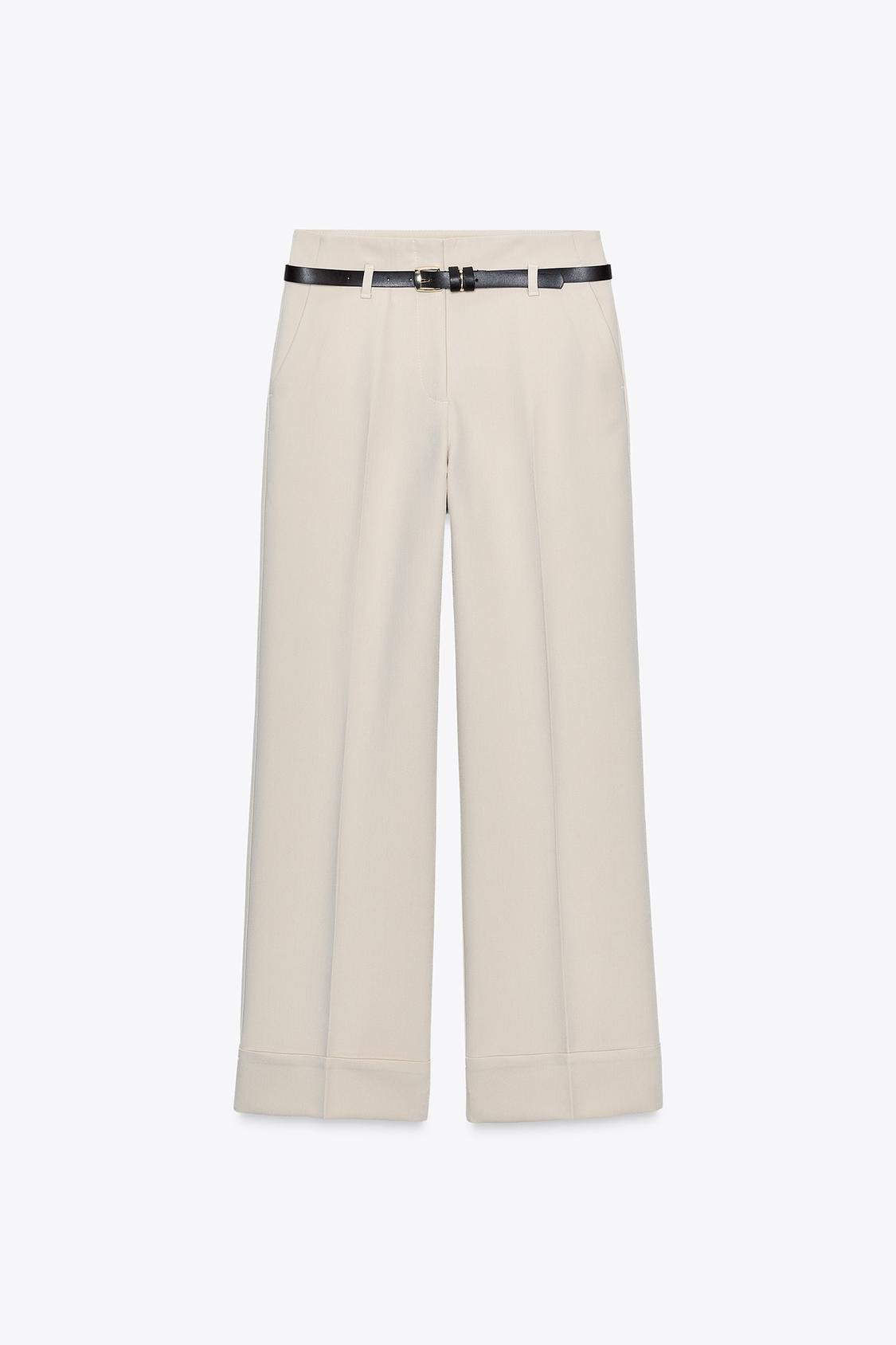 Pantalon Élégant à Revers et Ceinture