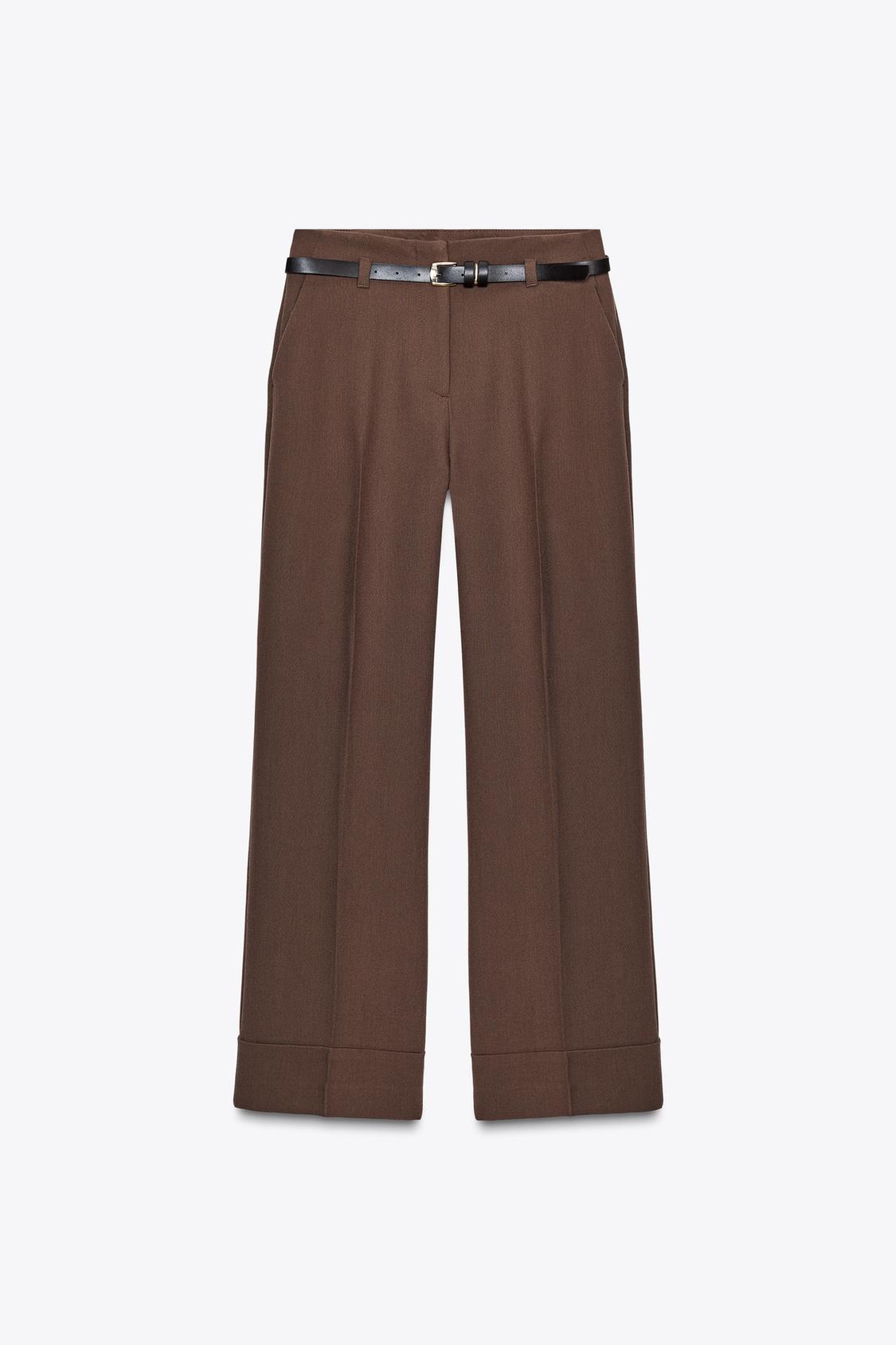 Pantalon Élégant à Revers et Ceinture