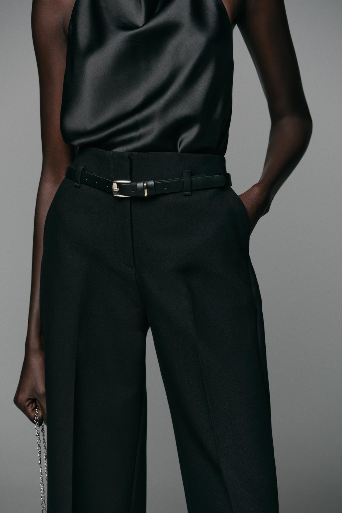 Pantalon Élégant à Revers et Ceinture