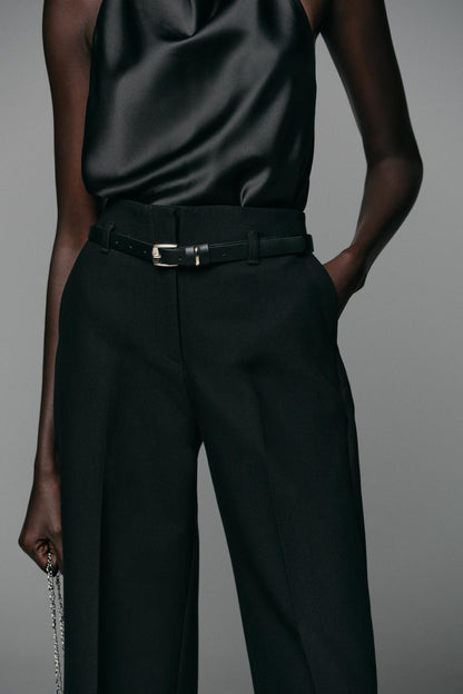 Pantalon Élégant à Revers et Ceinture