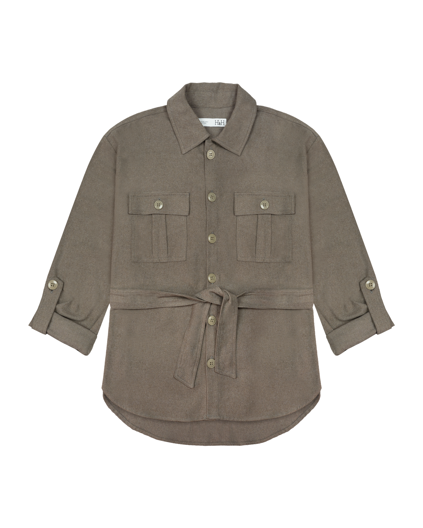 Chemise à Manches Retroussables avec Ceinture