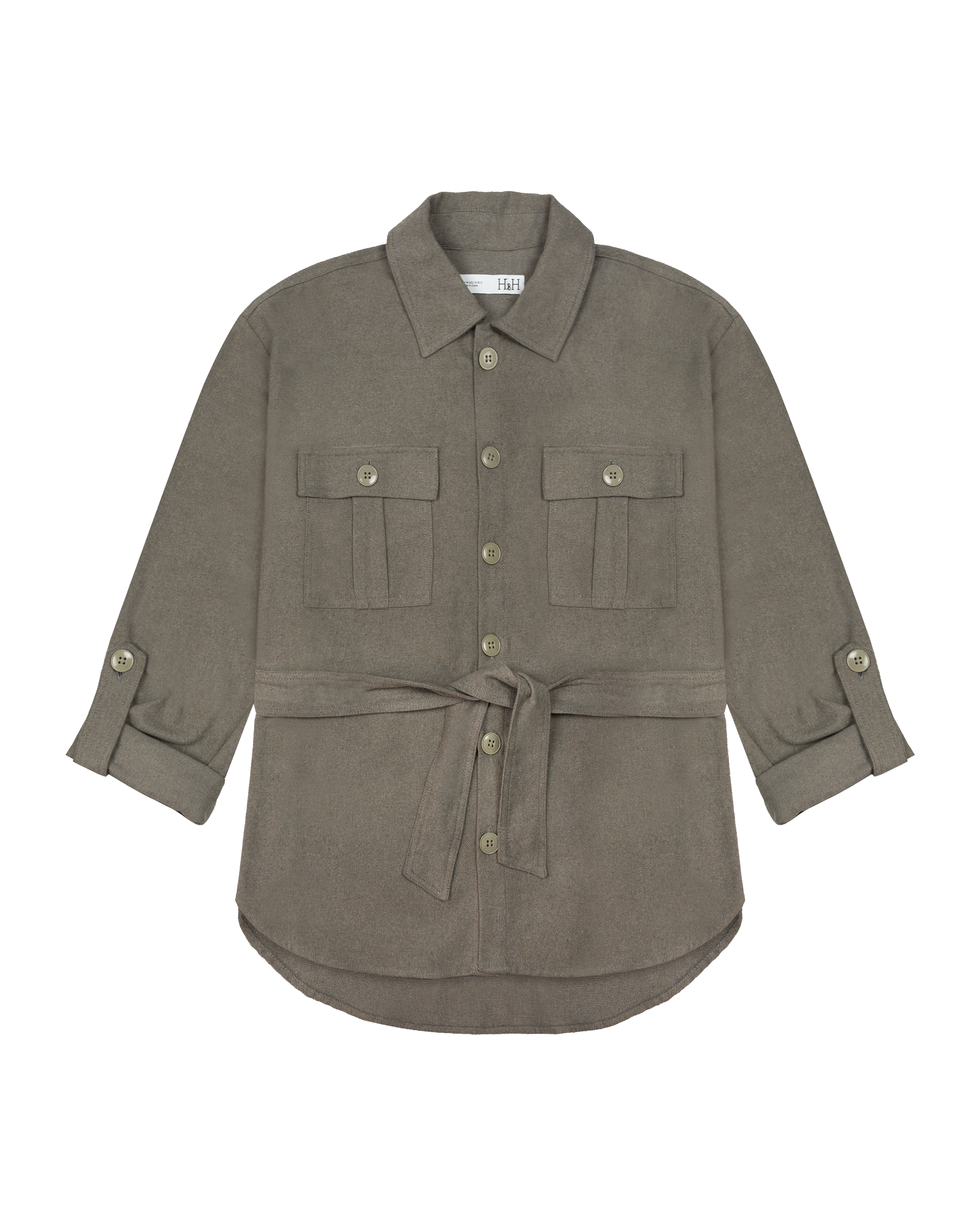 Chemise à Manches Retroussables avec Ceinture