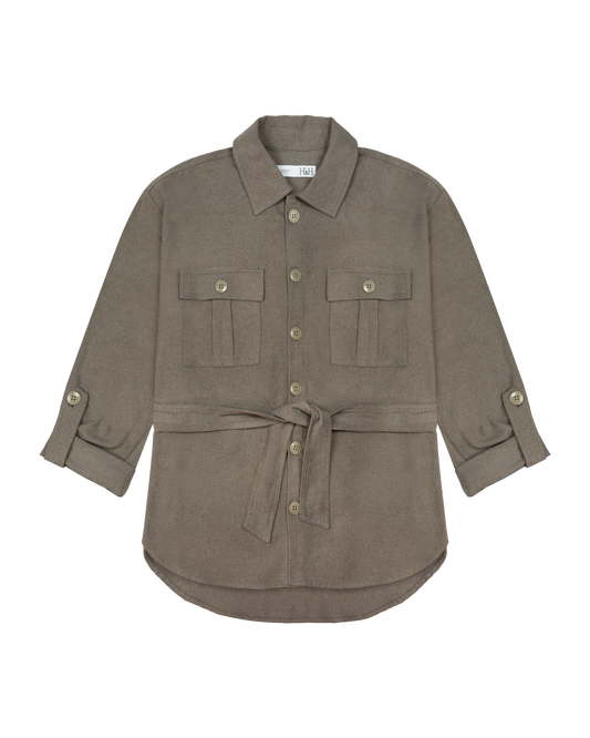 Chemise à Manches Retroussables avec Ceinture