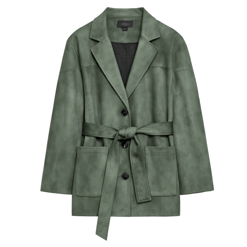 Veste Ceinturée en Effet Suédé