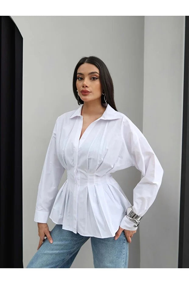 CHEMISE PLISSÉE EN POPLIN