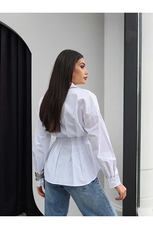 CHEMISE PLISSÉE EN POPLIN