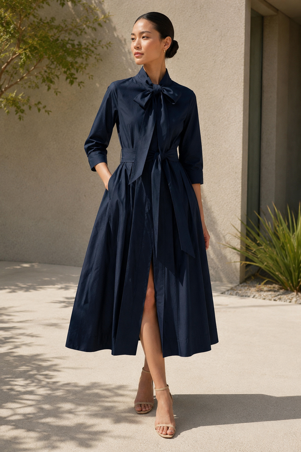 POPLIN DRESS NAVY BLUE