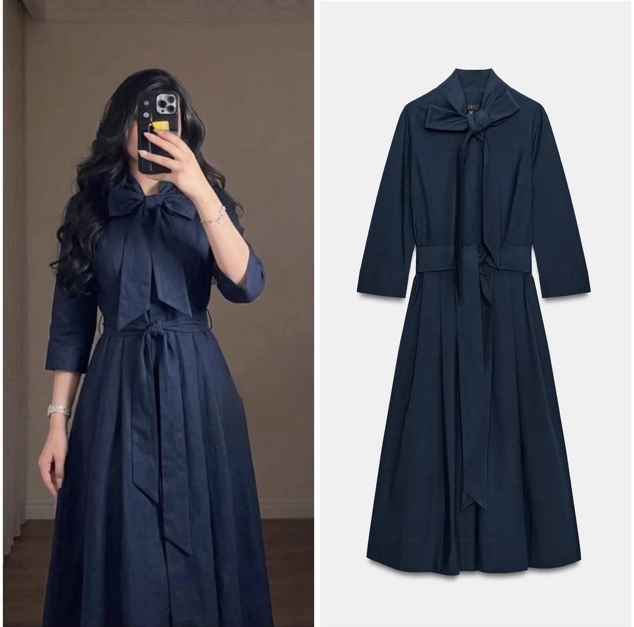 POPLIN DRESS NAVY BLUE