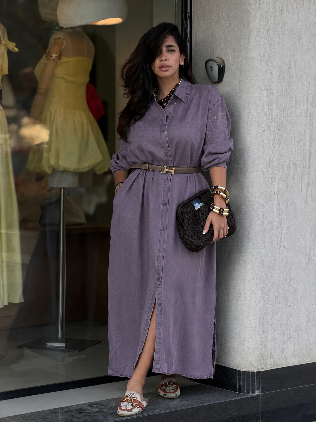 Robe chemise longue en Tencel