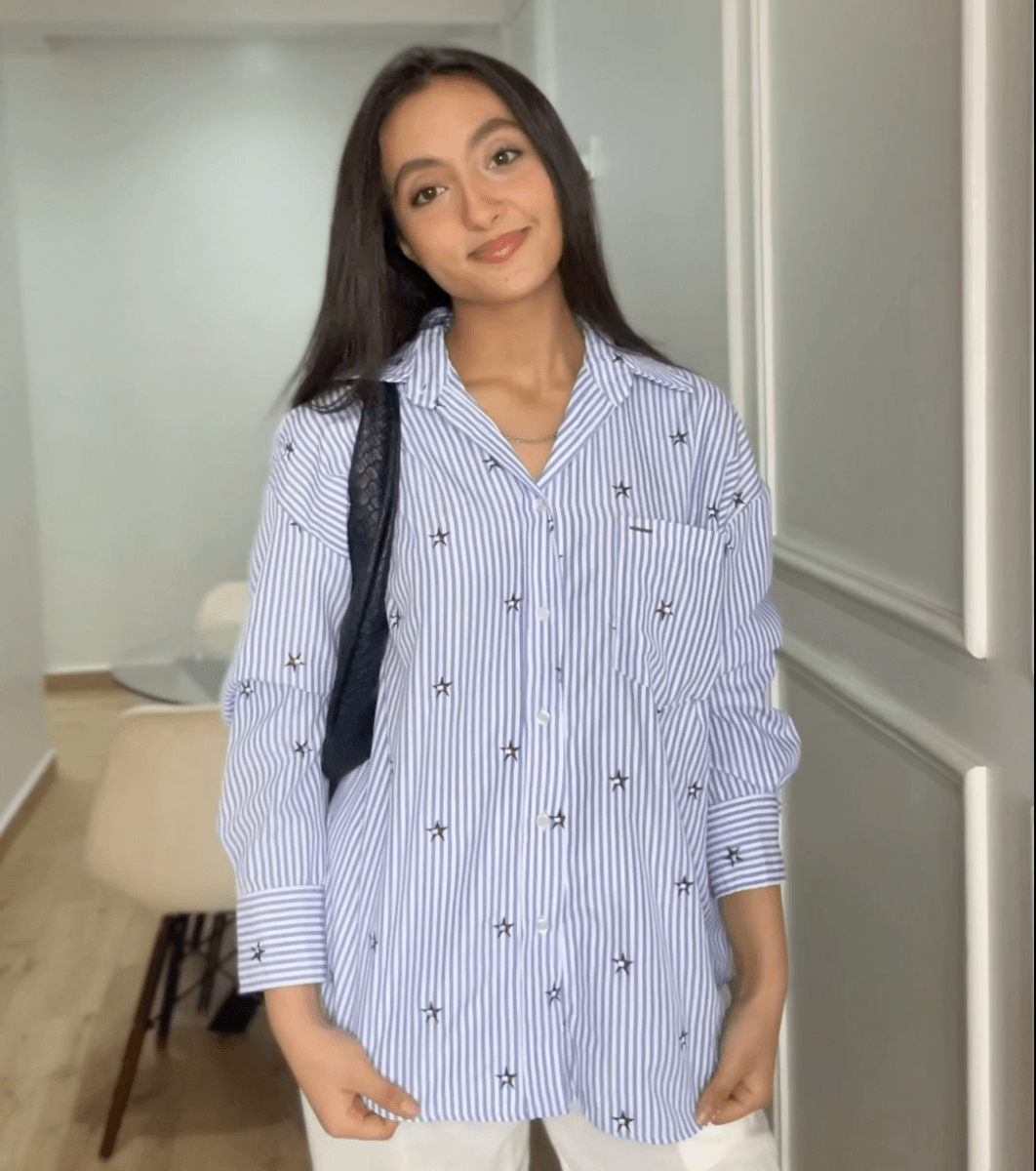 Chemise oversize à étoile brodée - LelaModa.