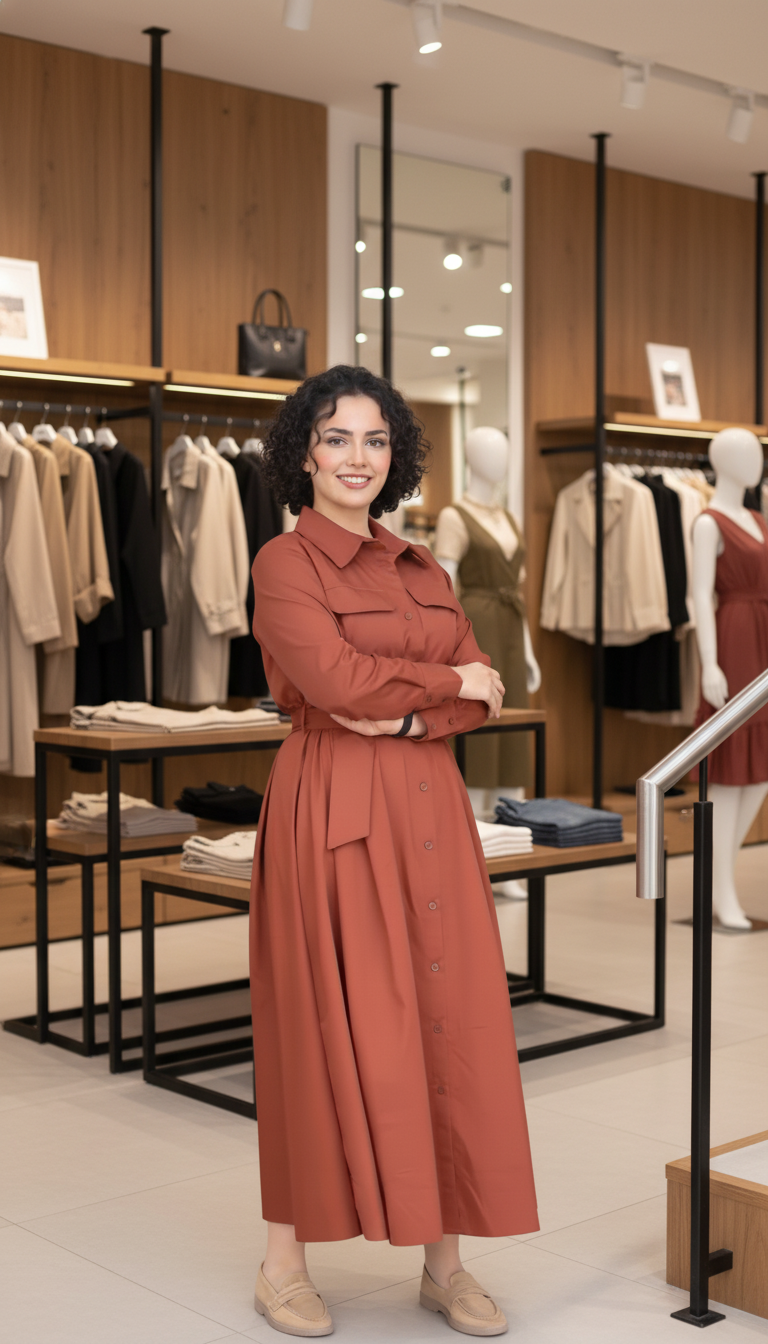 Robe-chemise longues en popeline