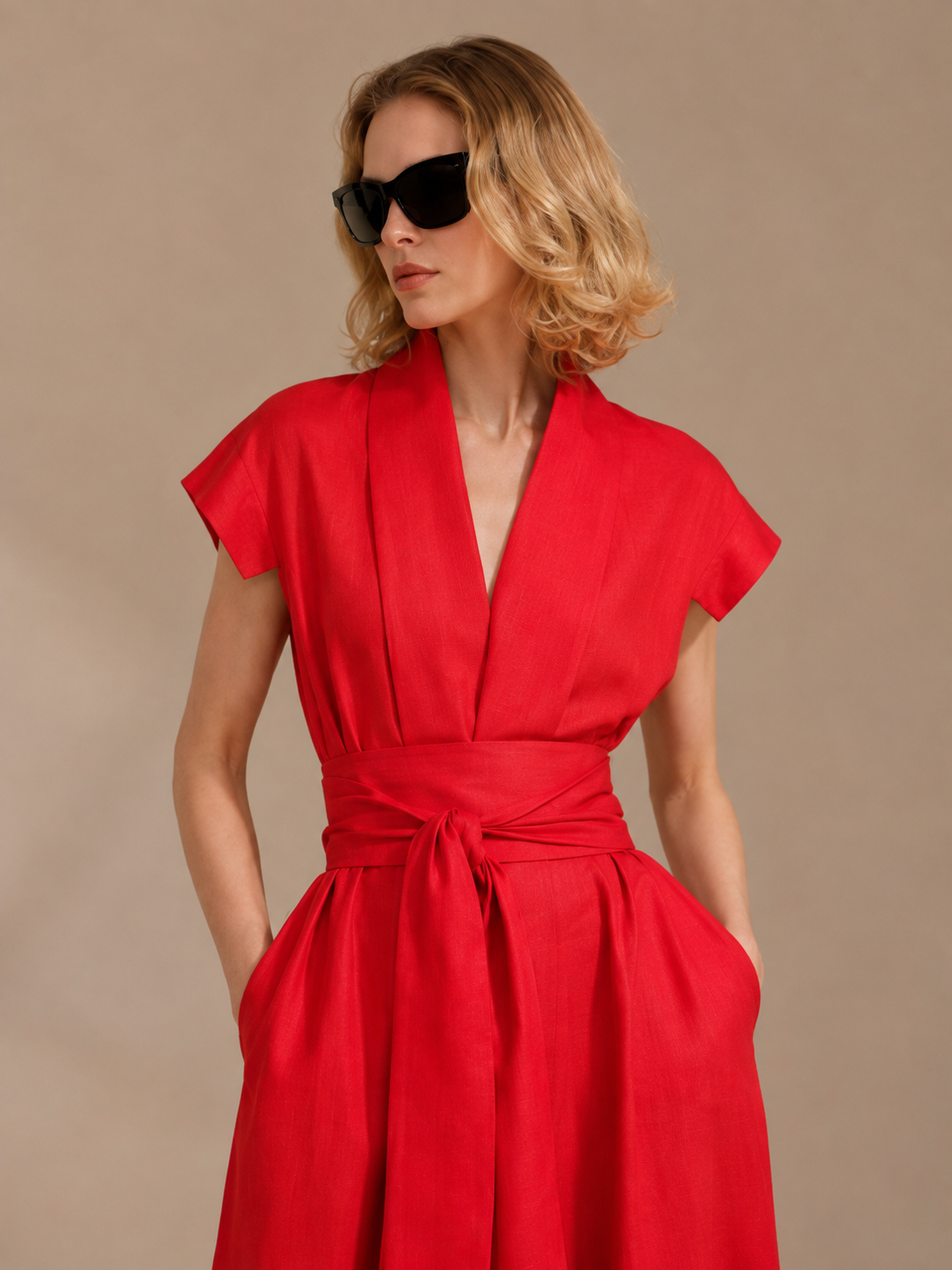 ROBE MI-LONGUE EN LIN