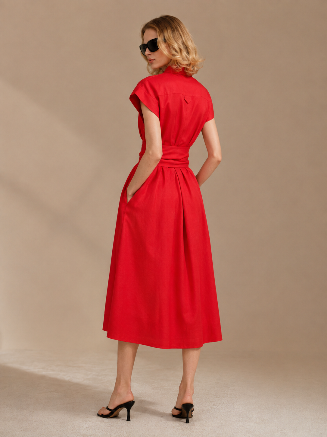 ROBE MI-LONGUE EN LIN