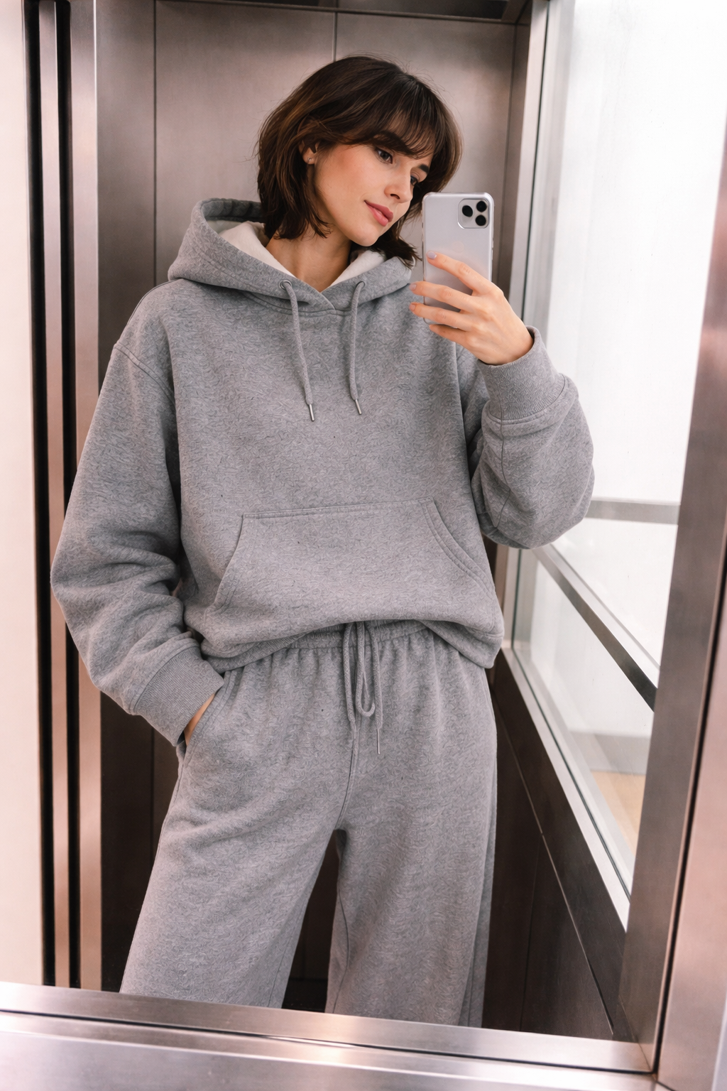 Ensemble Loungewear Gris Molletonné