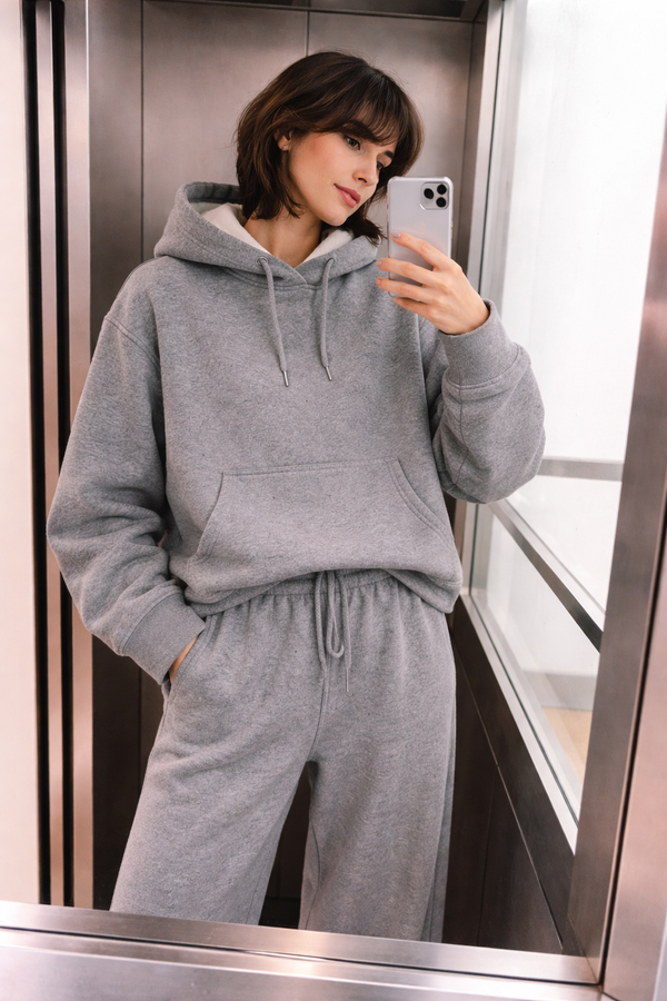 Ensemble Loungewear Gris Molletonné