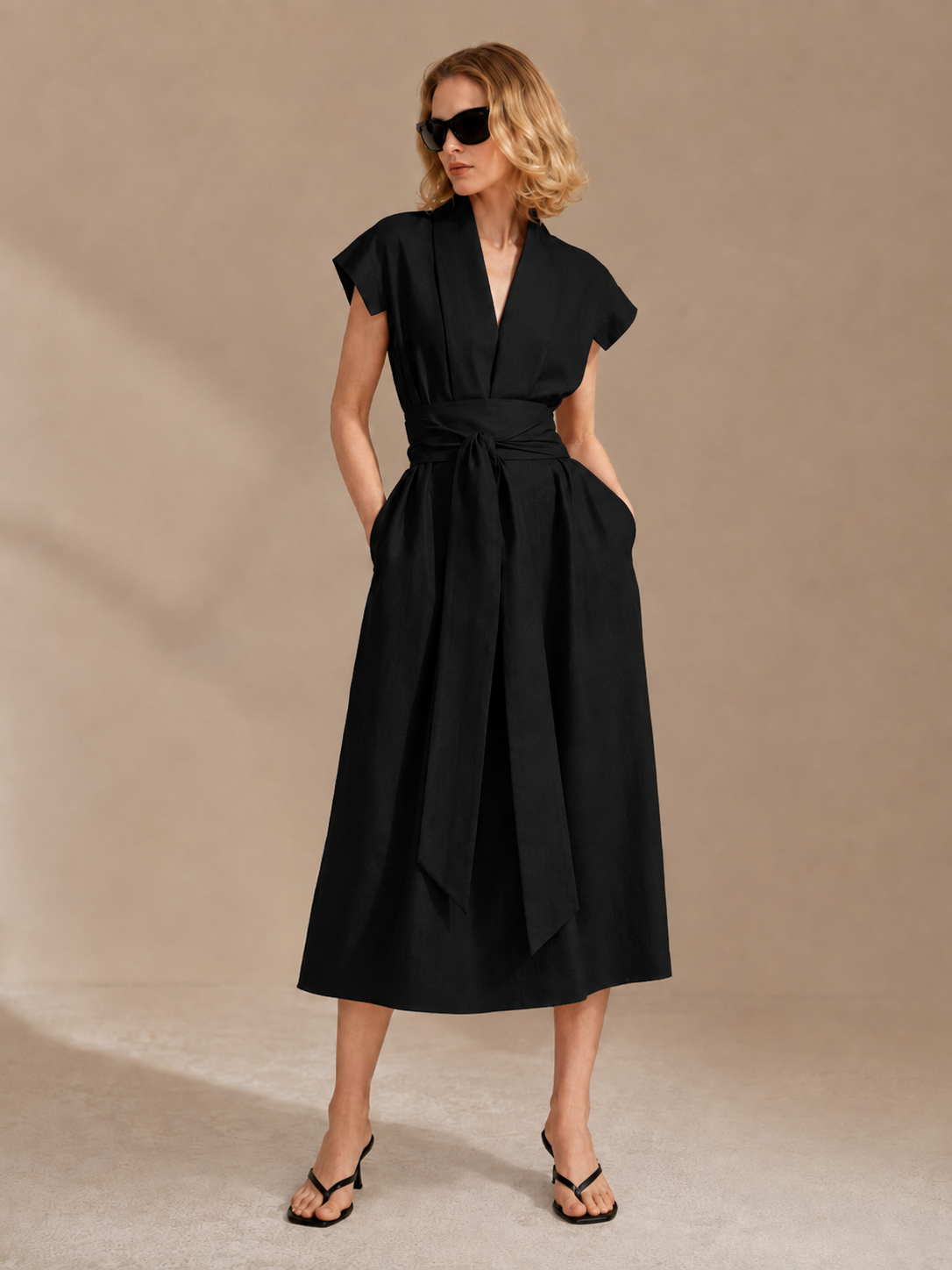 ROBE MI-LONGUE EN LIN