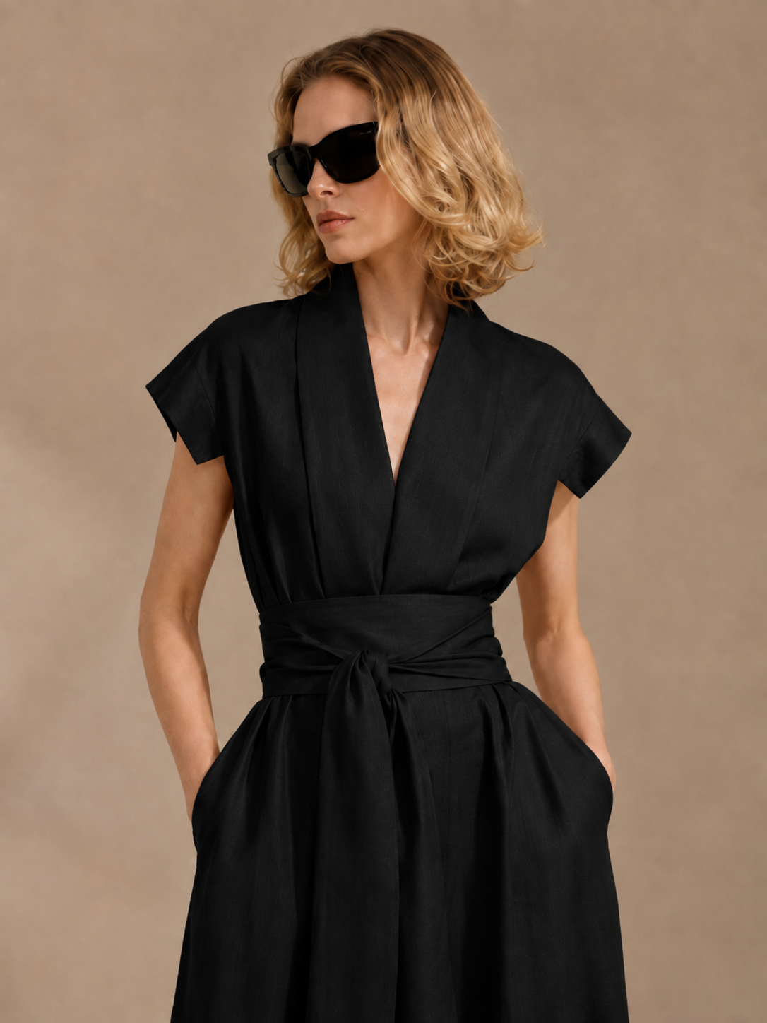 ROBE MI-LONGUE EN LIN