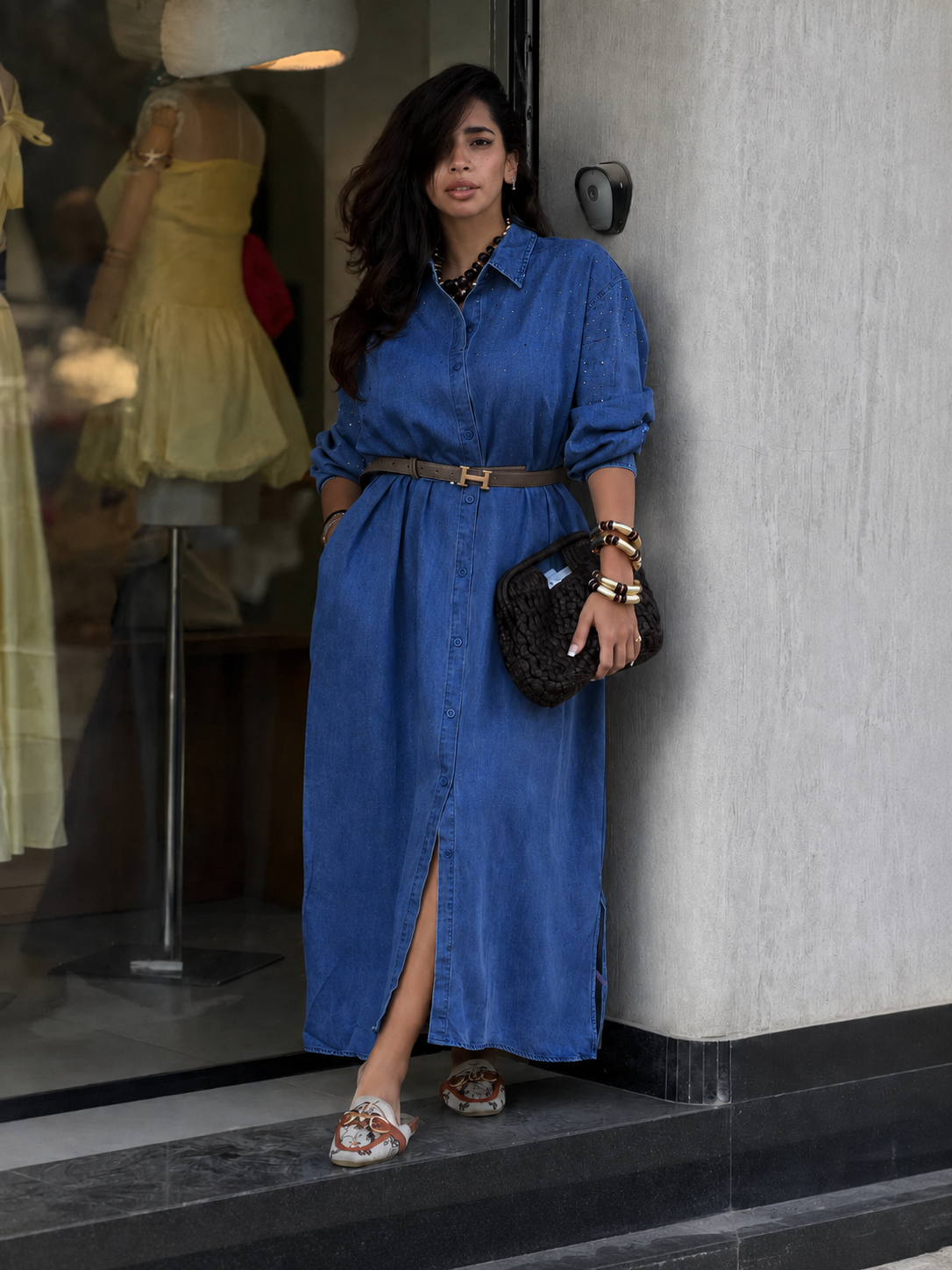 Robe chemise longue en Tencel
