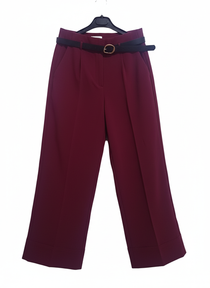 Pantalon Élégant à Revers et Ceinture