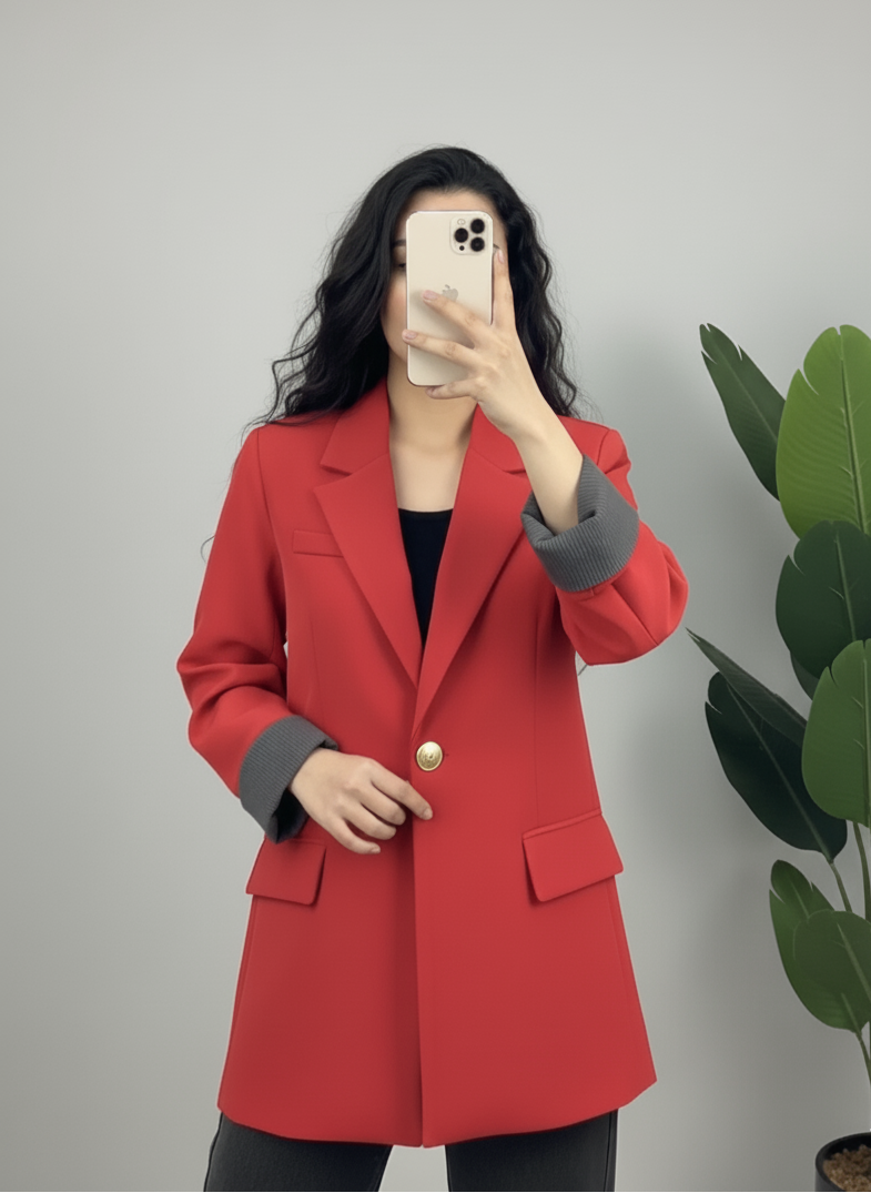 Blazer Chic Manchette Imprimée