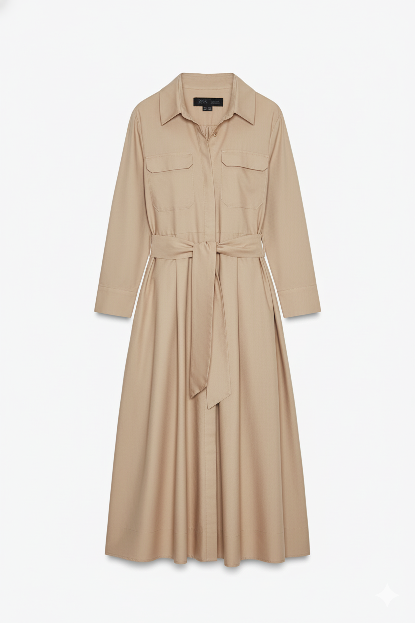 Robe-chemise longues en popeline