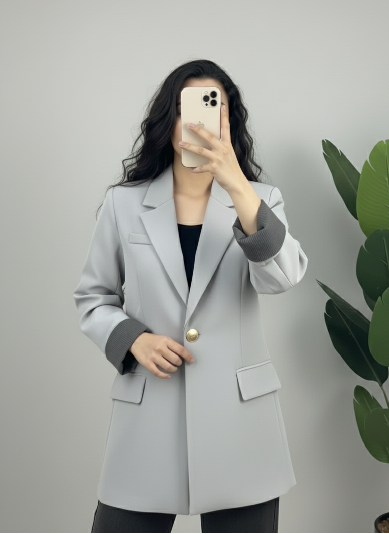 Blazer Chic Manchette Imprimée