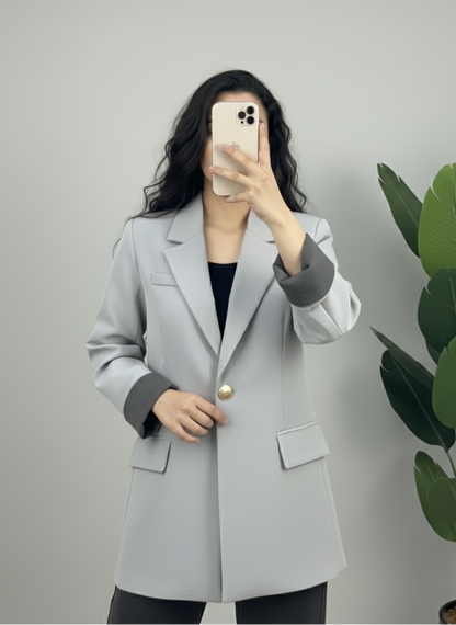 Blazer Chic Manchette Imprimée