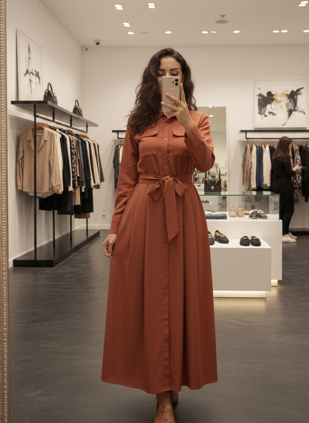 Robe-chemise longues en popeline