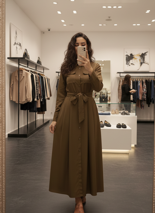 Robe-chemise longues en popeline