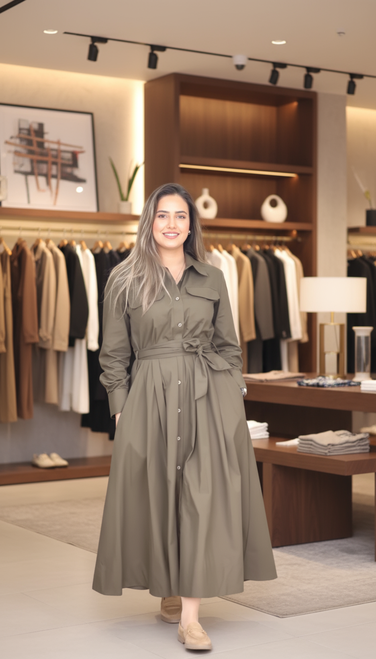 Robe-chemise longues en popeline