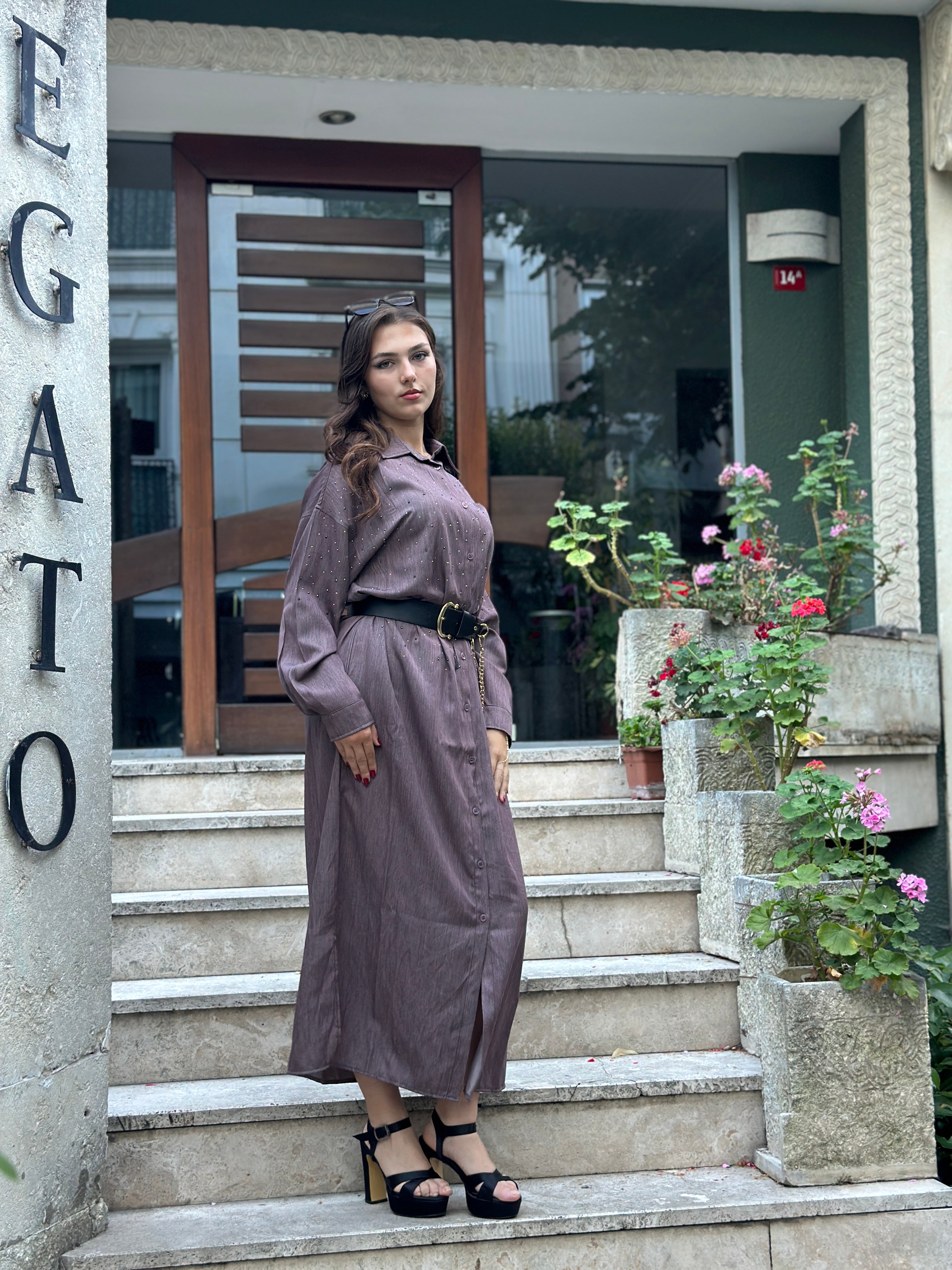 Robe chemise longue en Tencel