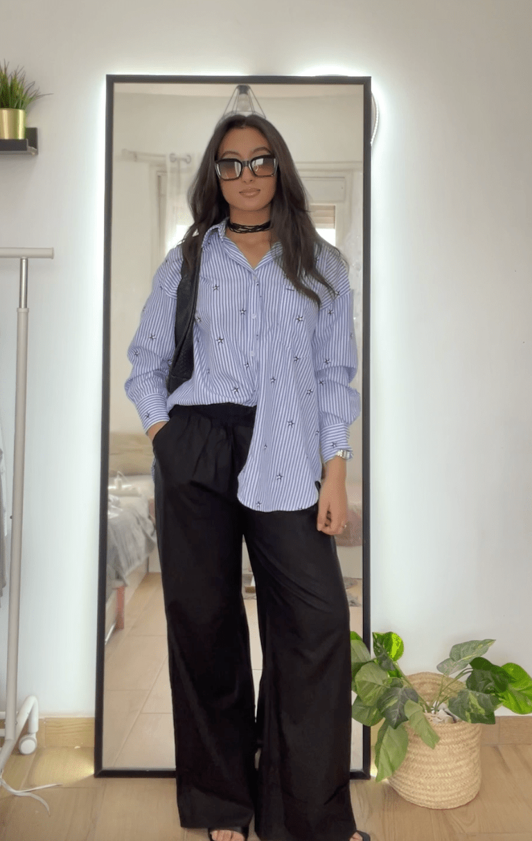 Chemise oversize à étoile brodée - LelaModa.