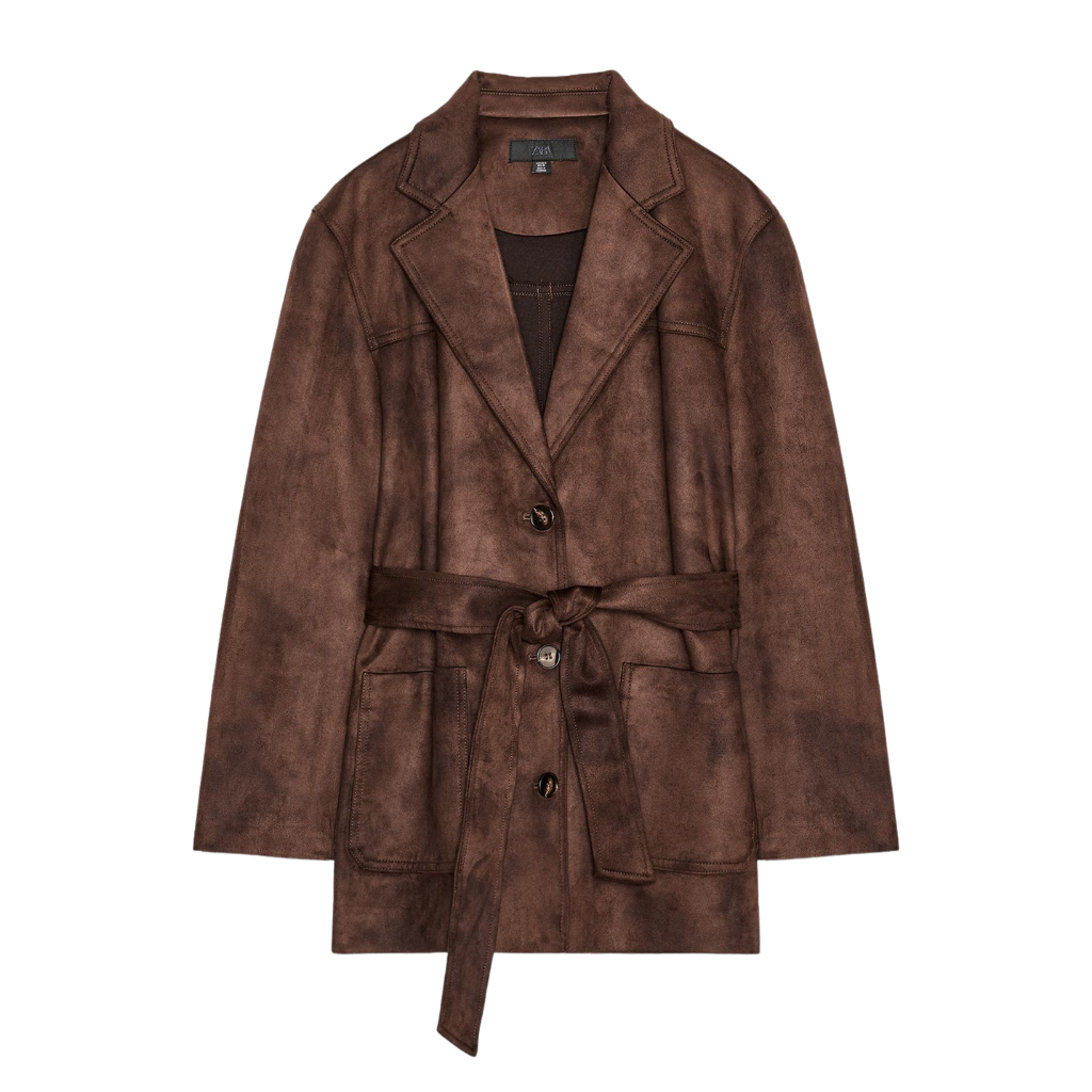 Veste Ceinturée en Effet Suédé