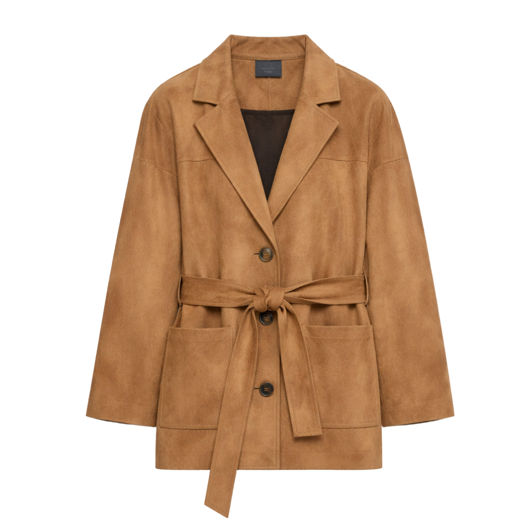 Veste Ceinturée en Effet Suédé