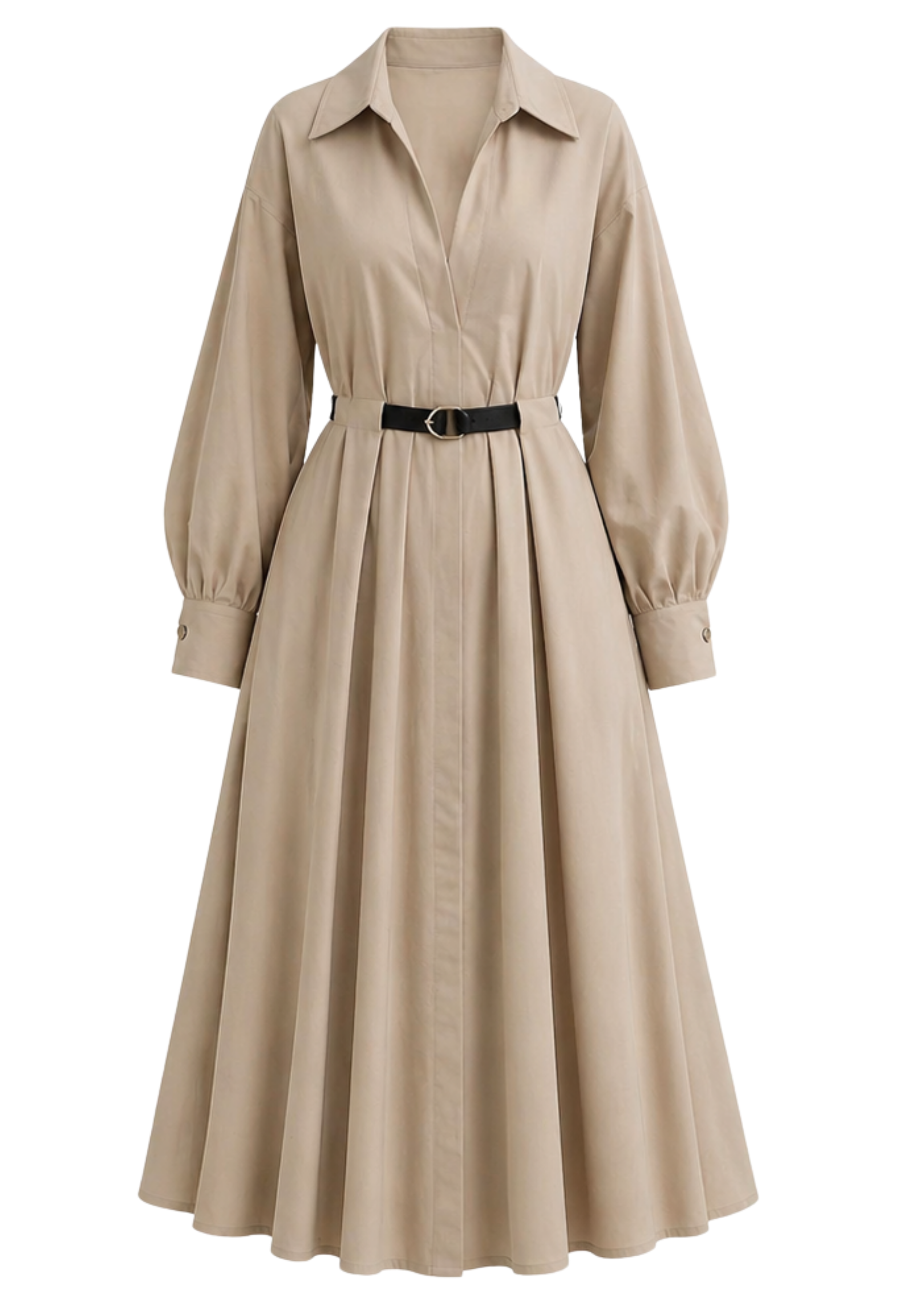 Robe Chemise Longue Ceinturée en popeline