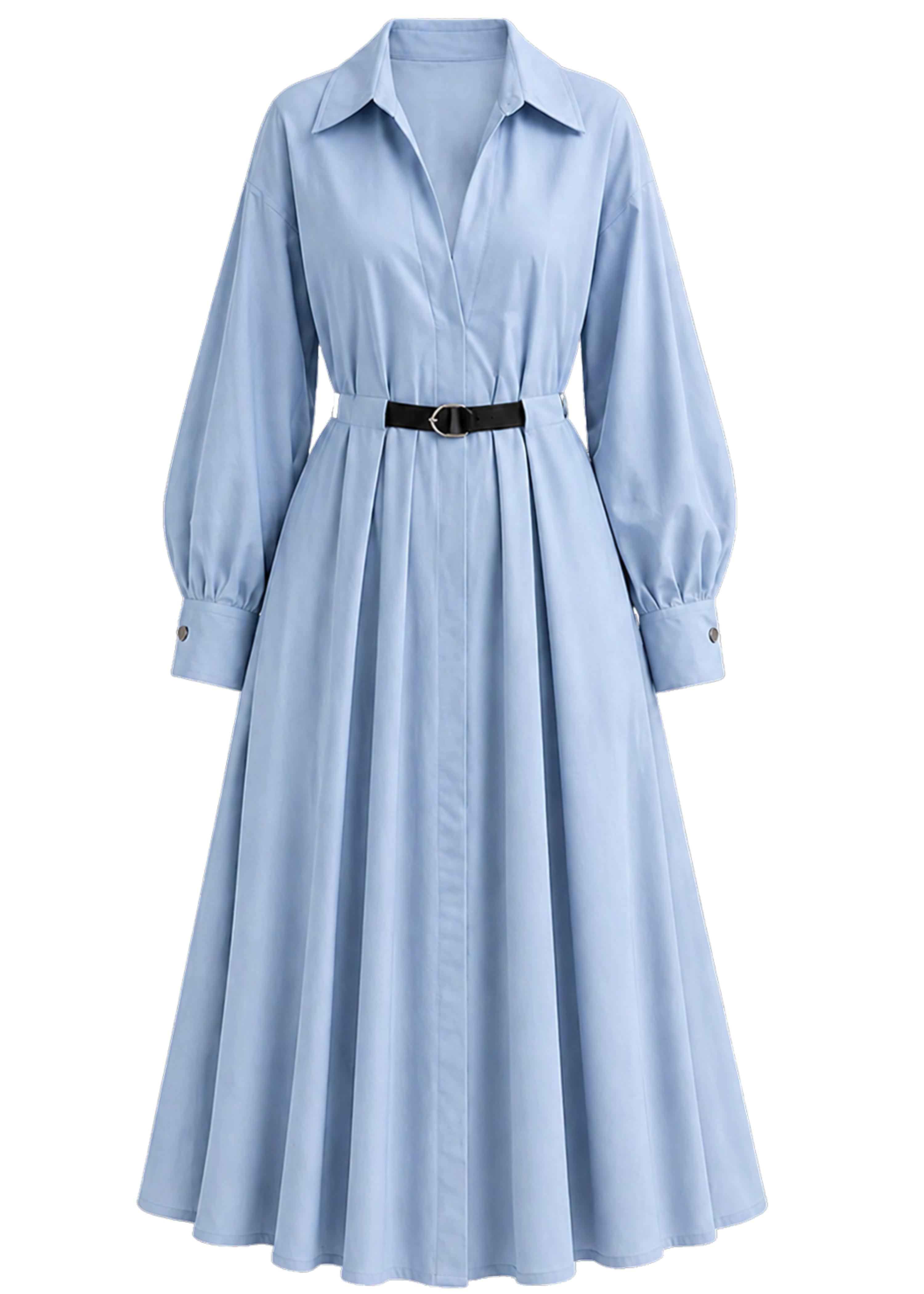 Robe Chemise Longue Ceinturée en popeline