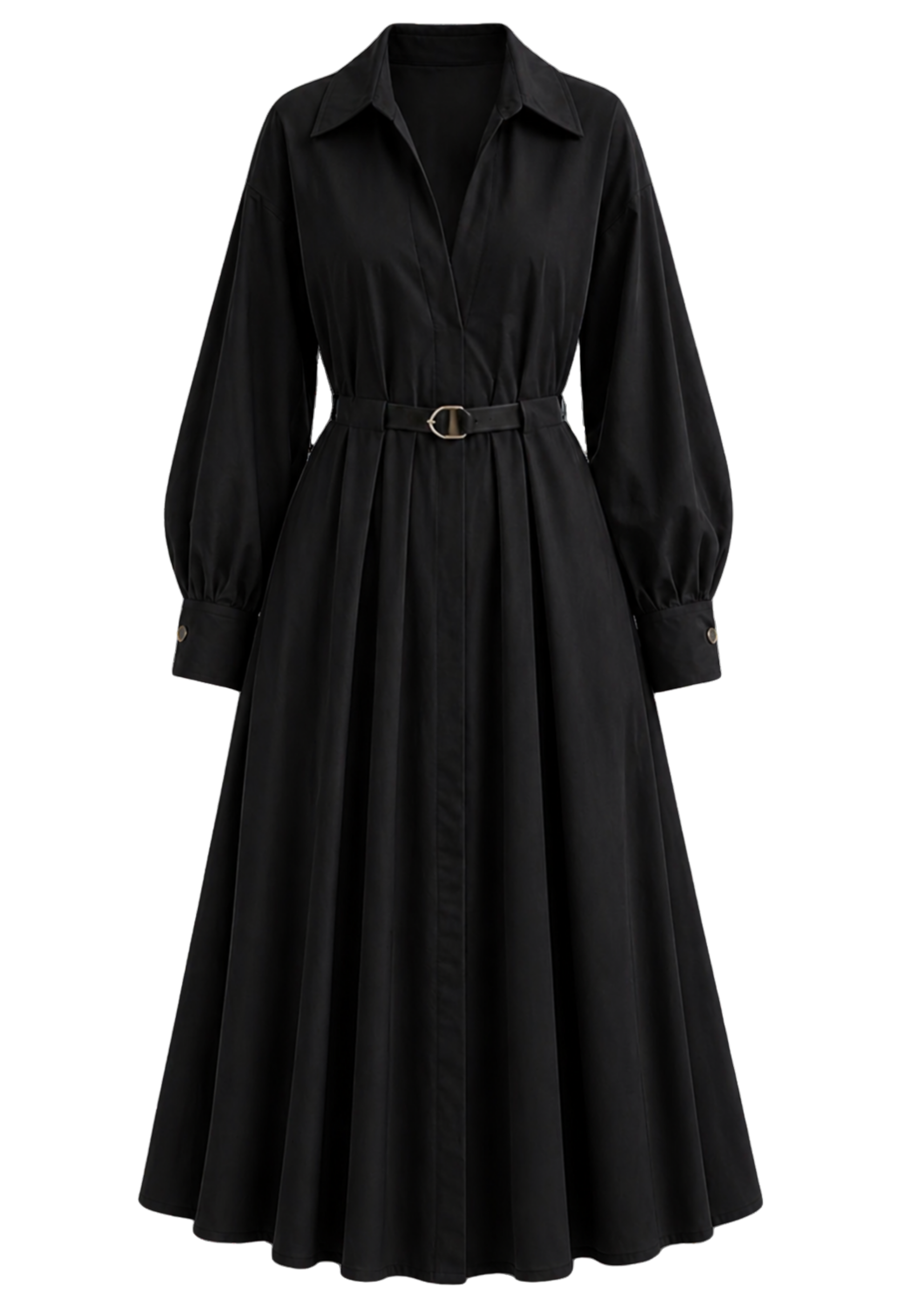Robe Chemise Longue Ceinturée en popeline