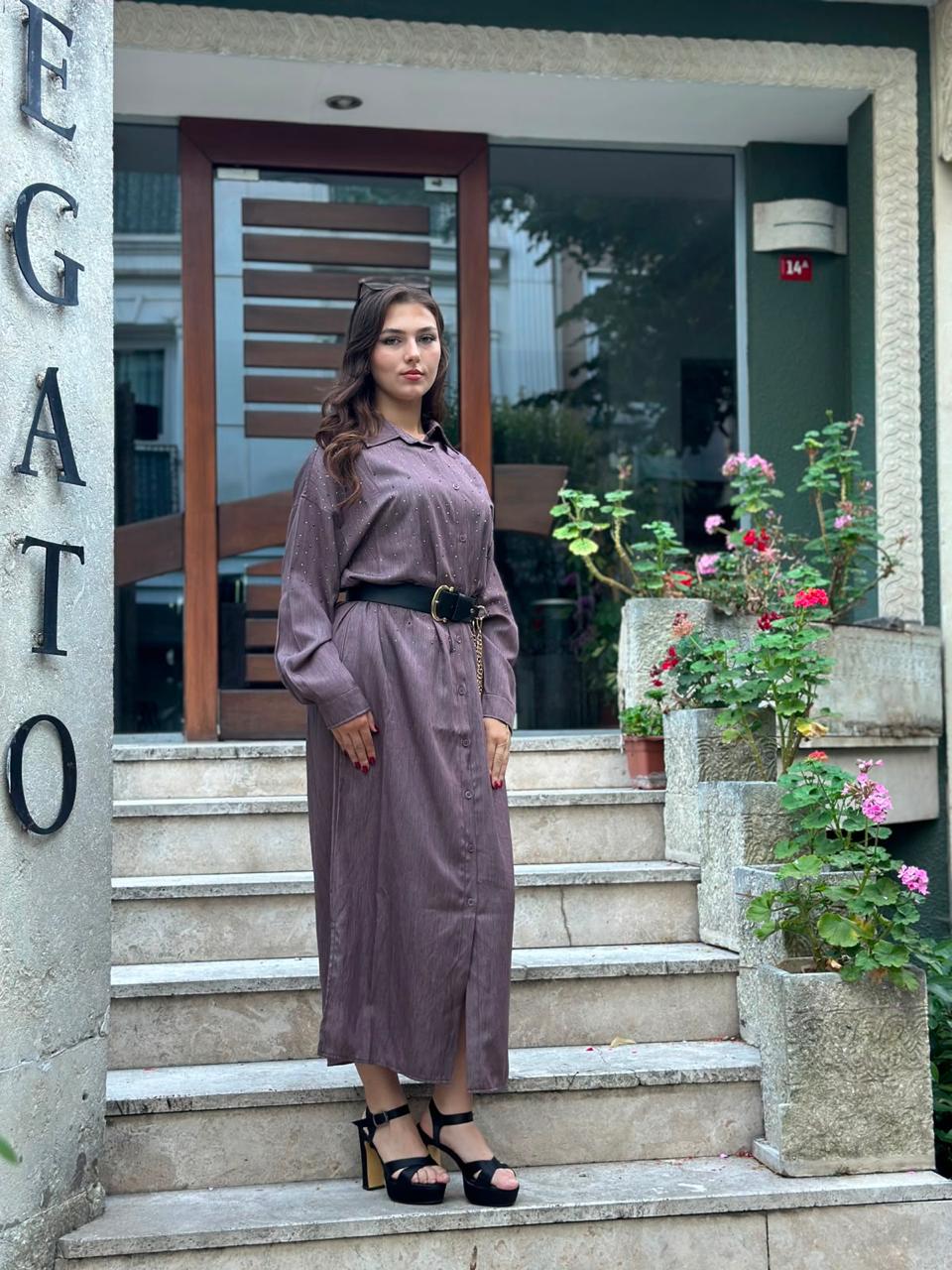 Robe chemise longue en Tencel