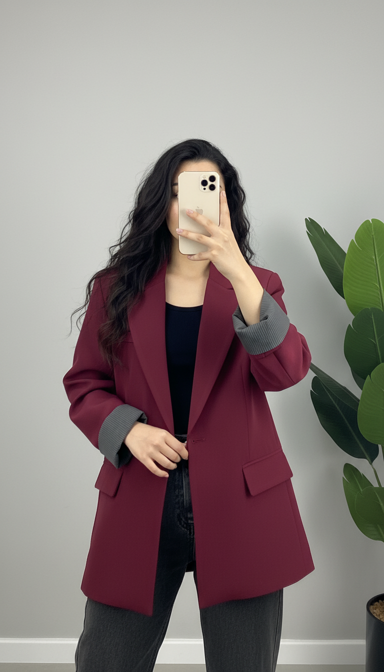 Blazer Chic Manchette Imprimée