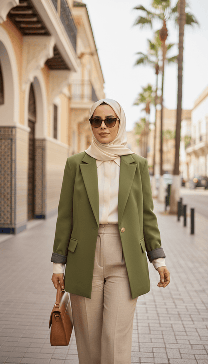 Blazer Chic Manchette Imprimée 🧥 - Lela.