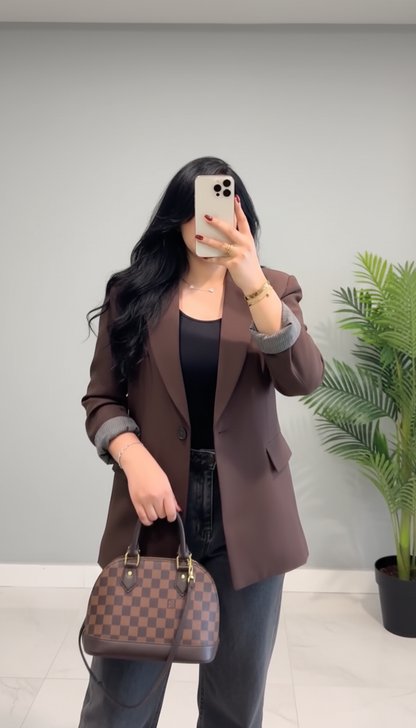 Blazer Chic Manchette Imprimée