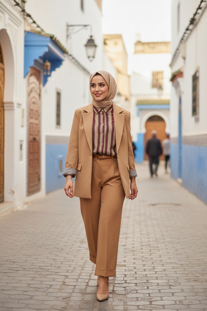 Blazer Chic Manchette Imprimée