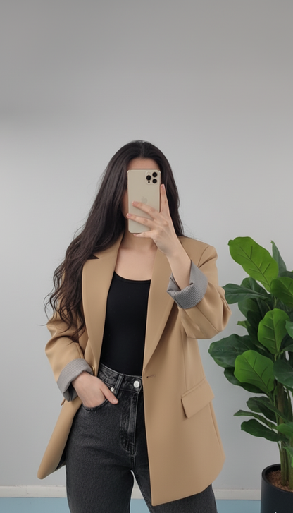 Blazer Chic Manchette Imprimée