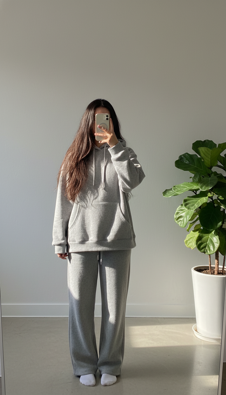 Ensemble Loungewear Gris Molletonné