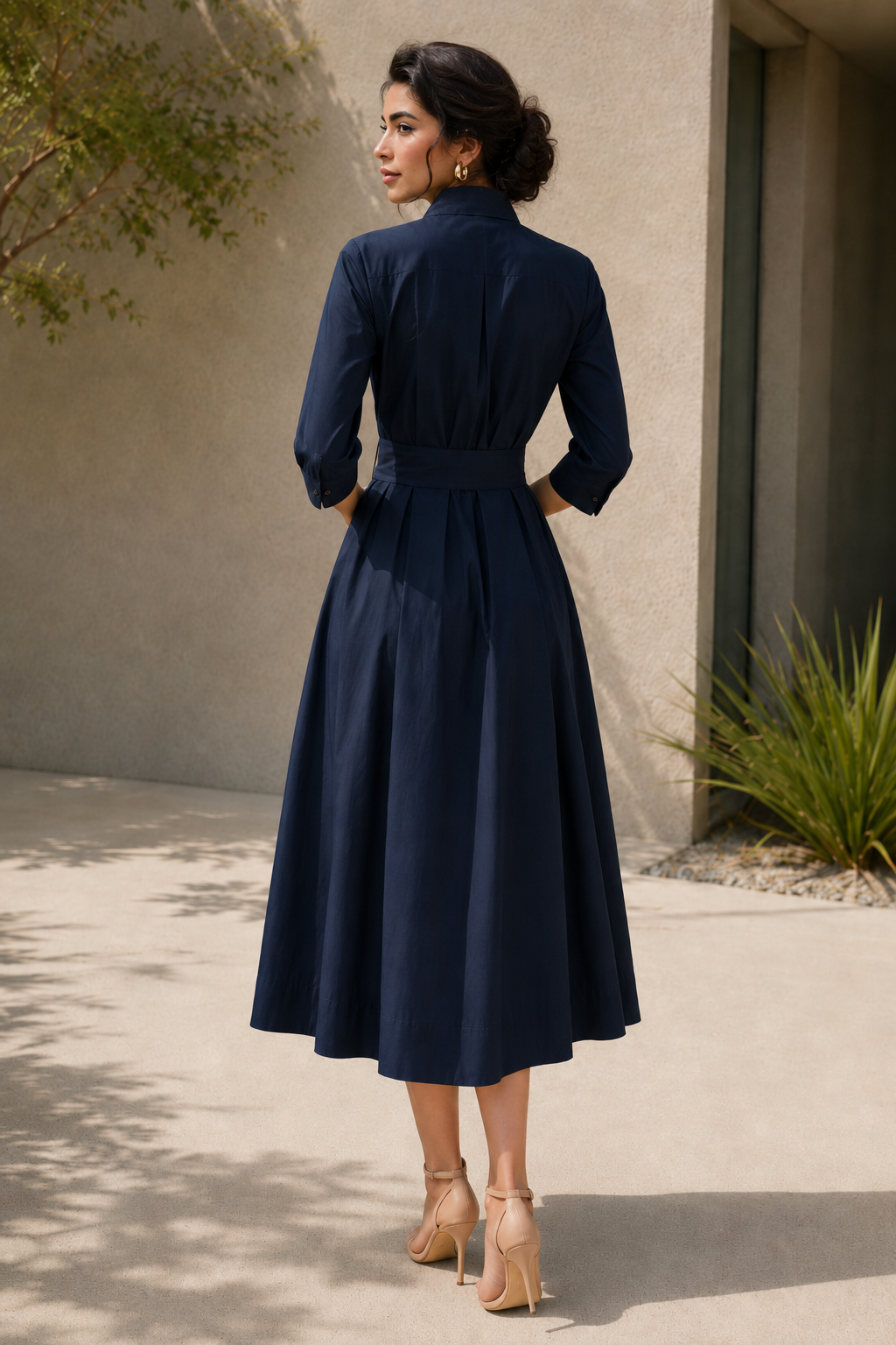 POPLIN DRESS NAVY BLUE