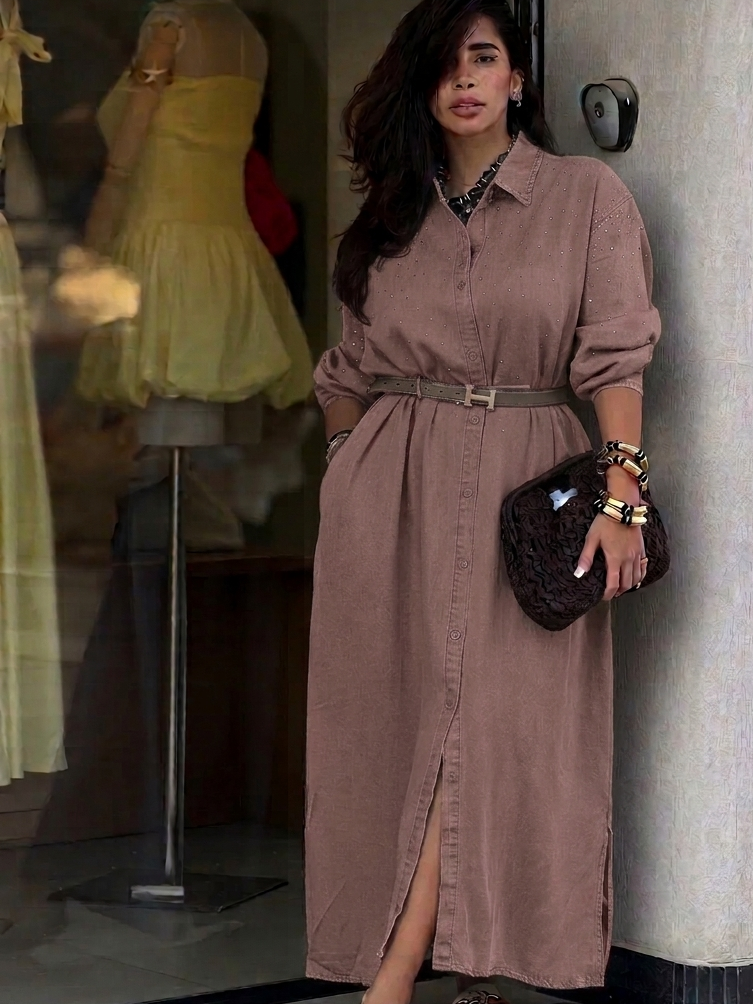 Robe chemise longue en Tencel